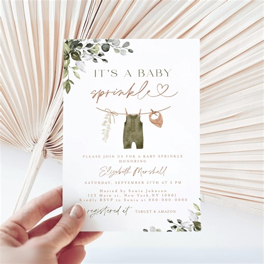 Greenery Baby Sprinkle Invitation Template: Boy Baby Clothes (digital Download 5x7" PDF/JPG) #c61c - Etsy