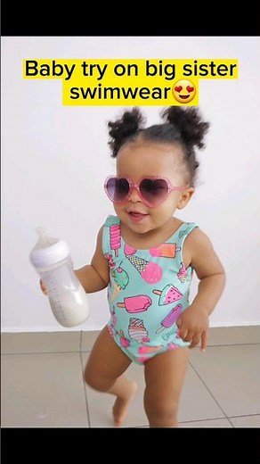 Baby first time trying on swimwear part 2 #cutenessoverloaded
