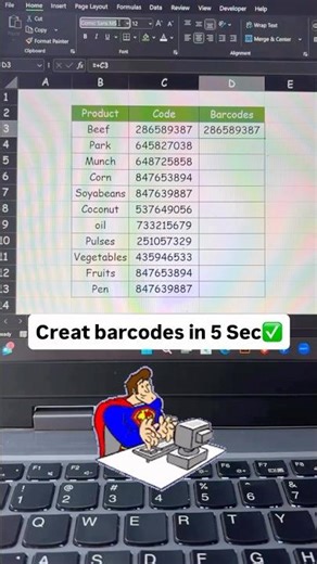 Creat barcodes in just 5 Second✅👍 #gitindia #excelshortcuts #exceltricks #career 📞 9311422671