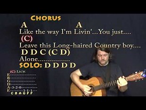 Long Haired Country Boy (Charlie Daniels) Guitar Lesson Chord Chart with Chords/Lyrics