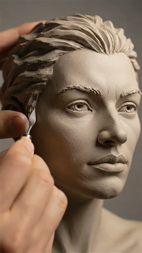 “Realistic Human Head Sculpt | Handmade Clay Art”#claysculpture #humanhead #sculpting #clayart