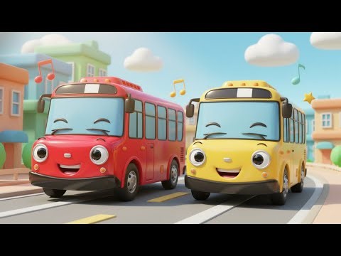 “Bus On The Wheels – Colorful Bus Songs for Kids | Red, Yellow, Blue, Green & More |Play & Giggles |