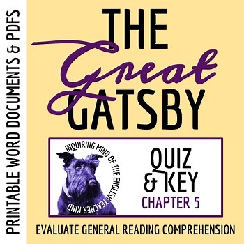 The Great Gatsby Chapter 5 Quiz and Answer Key | Independent Reading Worksheet