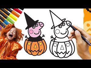 How to draw Halloween Peppa Pig - Easy Drawings for Kids