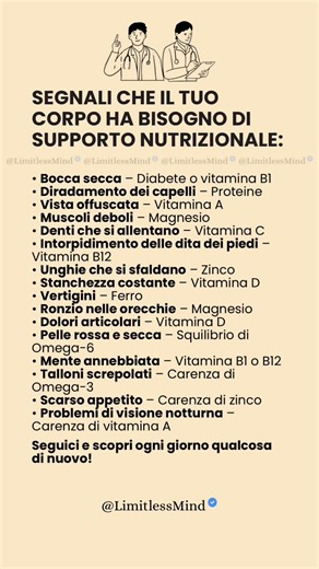 Segnali che il tuo corpo ha bisogno di supporto nutrizionale: