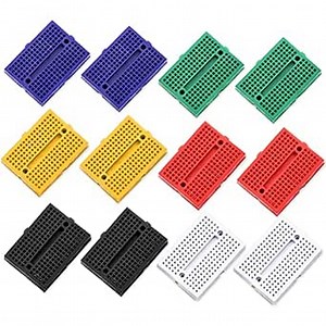 170 Point Mini Breadboard Kit，12Pack Small Solderless Breadboard with Adhesive On The Back for Arduino [6 Colors]