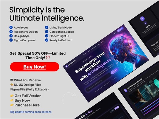 Modello di sito Web SaaS AI Interfaccia utente chiara e scura Progettazione della piattaforma di produttività e automazione - Etsy Italia