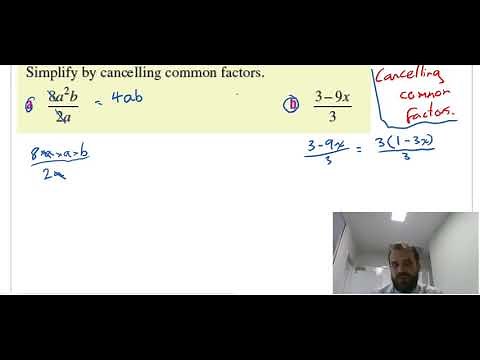 Algebraic fractions cancelling common factors