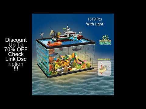 Exploration Underwater Scene Tank Building Blocks Sunken Ship Treasure Marine Organism Aquarium Bric