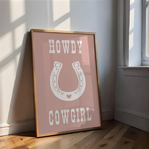 Howdy Cowgirl Print: Pink Western Horseshoe Art (digital Download) - Etsy Australia