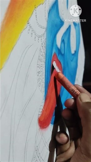 angry ma kali face drawing with colour. please like and subscribe this channel.