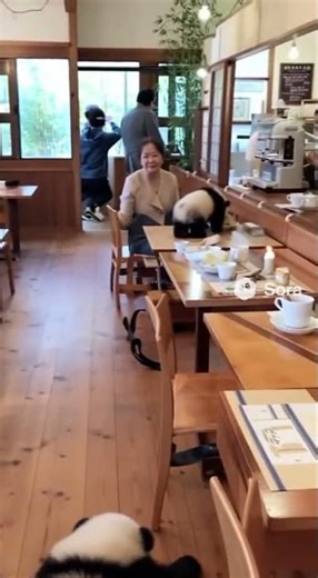 Baby Pandas Everywhere in the Cafe! 🐼☕ 子パンダカフェ店内の様子 #shorts