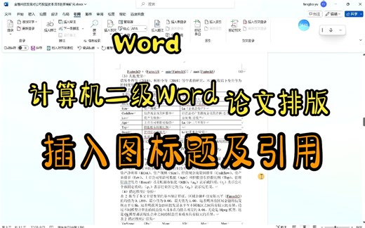 【word】6：图标题插入及引用，插入题注，计算机二级，论文排版
