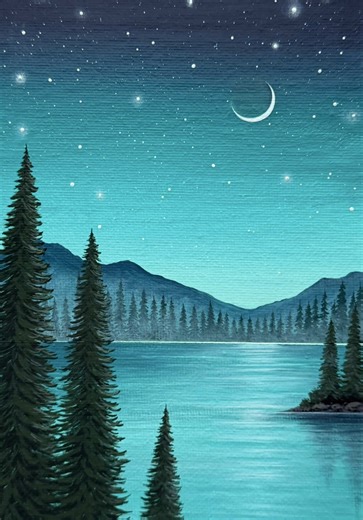 Turquoise Night Sky Painting