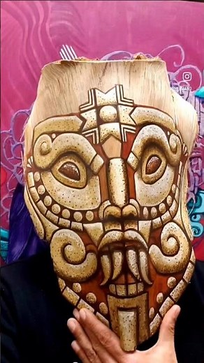 Neo-Aztec Guardian Mask by Sacramento Muralist 2hermano #aztec #visionaryart #indigenous