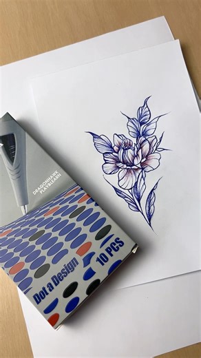 The Ballpoint Pen Tattoo Cartridge Drawing a Peony