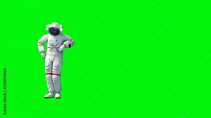 Funny astronaut dancing . Green screen. Realistic 4k animation.