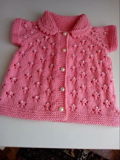 Hand knitting baby sweater design
