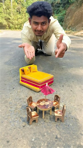 🥳Mini Chair Table Set V/S Mini Bed And Pillow Unboxing Deko| #beddingset #unboxwithiftikar #shorts