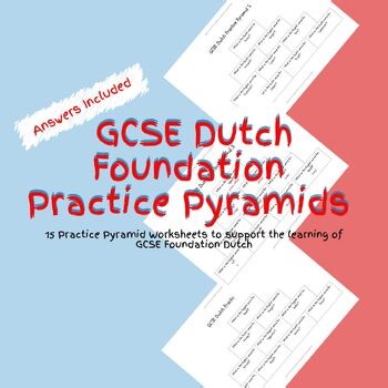 15 GCSE Foundation Level Dutch Practice Pyramid Worksheets PDF
