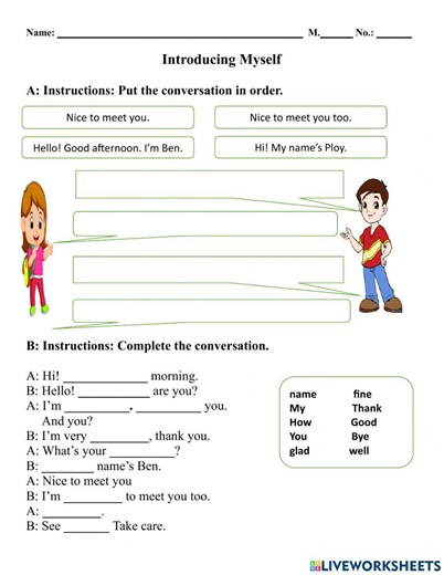 Introducing myself interactive exercise for Beginner