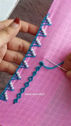 How to easy dress embroidery knotted sewing border #sewing #youtubeshorts #embroiderylover