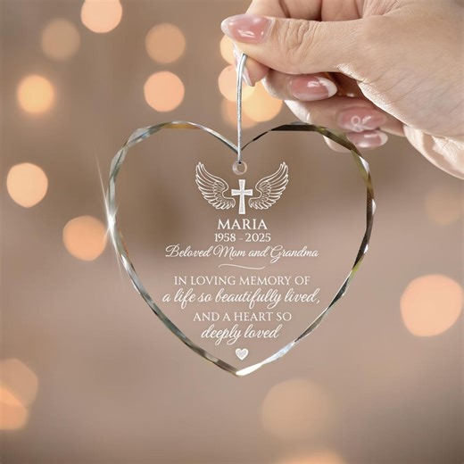 Custom Memorial Crystal Ornament, Mom Remembrance Christmas Ornament, Memorial Day Stone Ornament, Mom Loss Ornament, Loss of Father Gift - Etsy