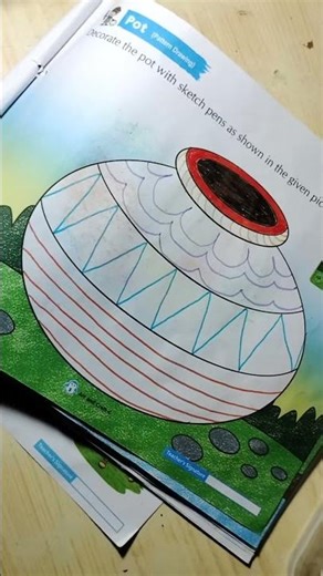 Easy Pot Drawing & Coloring |Beautiful Pattern Design for Kids #viral #art #fun #learning