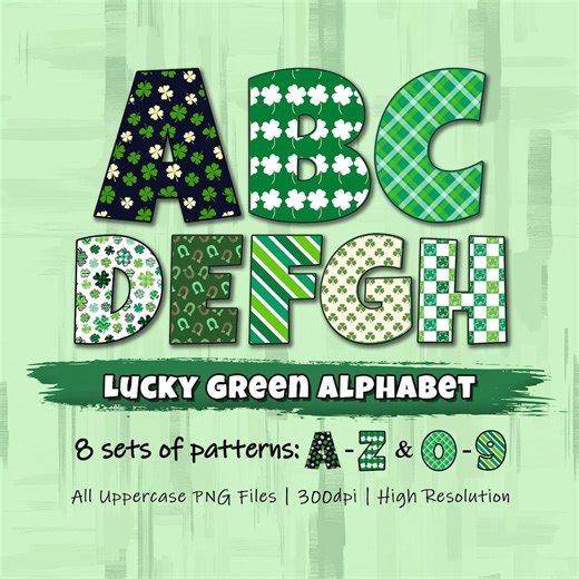 St Patrick’s Day Alphabet PNG Bundle, Shamrock Letters, Lucky Green Clipart (digital Download) - Etsy