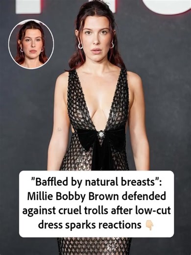 4.6K views · 25 reactions | Millie Bobby Brown defended against trolls after low-cut dress sparks cruel reactions (link in the comments) | Wayne fans | Facebook