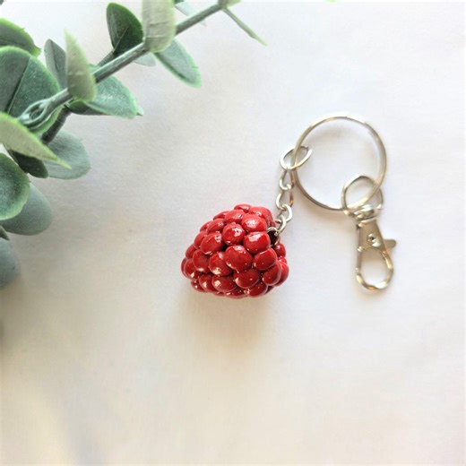 Red Raspberry Keychain • Handmade Polymer Clay • Valentine’s Gift Accessory • Fruit Charm - Etsy