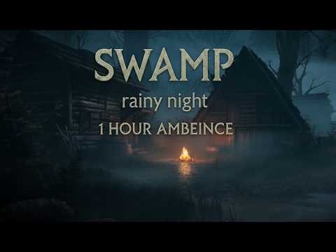 Swamp Camp Ambience - Rainy Night | 1 Hour Fantasy Nature Sounds