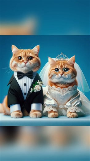 Newlywed Big Orange Cat Meows in Adorable Outfit