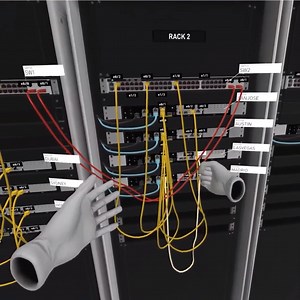 Using rope physics to simulate cabling a data center in VR