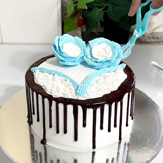 Blue Flowers Chocolate Dripping Cake & Chocolate Dripping Strawberries Cake Designs 🎂 Home Tutorial ❤️ Just for cake lovers 😋 Part -3 #reels #viralreels #fbreels #reelsfb #shorts #viralshorts #trendingreels #cake #cakes | HAFSI