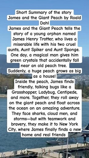 Summary of the story James and the Giant Peach by Roald Dahl