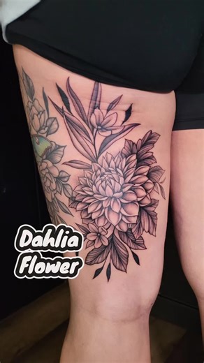 Dahlia Flower Tattoos: Stunning Back of Thigh Designs