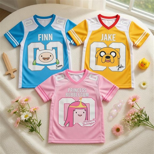 90s Adventure Time Football Jersey, Finn Jake Princess Bubblegum Name Number Shirt, Matching Sibling Outfit - Etsy