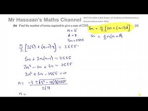 [6] 4037/23/O/N/21, (OL-CAIE) Add Maths, Paper 23, Q9, Arithmetic Series