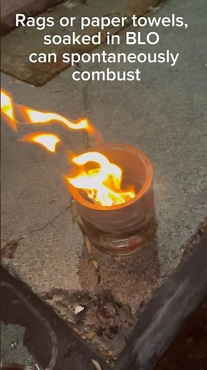 Disposing of a boiled linseed oil rag. #woodworking #woodart #boiledlinseedoil #fire #safetyfirst