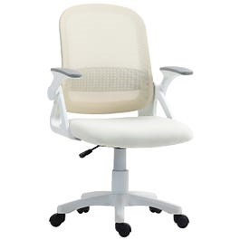 HOMCOM Ergonomic Swivel Computer Chair with Flip-up Armrests, White