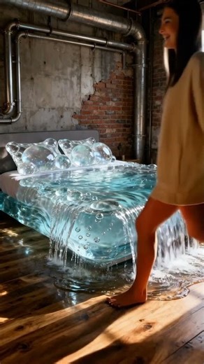 Sleeping on a Waterfall! 🌊🛌 #Satisfying #Surreal #DreamHome