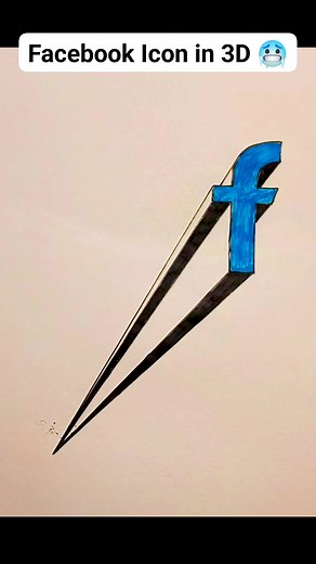 2.7K views · 15 reactions | I drew the Facebook logo in a way that makes it look like it’s popping out of the paper. The shading and angles give it that standing 3D effect that tricks your eyes. If you enjoy simple but satisfying illusion art, you’ll love this one. #3DArt #LogoDrawing #IllusionDrawing #ArtReel #PencilArt | Sams Art Gallery | Facebook