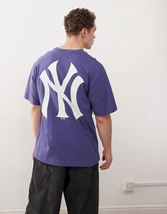47 Brand NY Yankees logo back print t-shirt in navy | ASOS