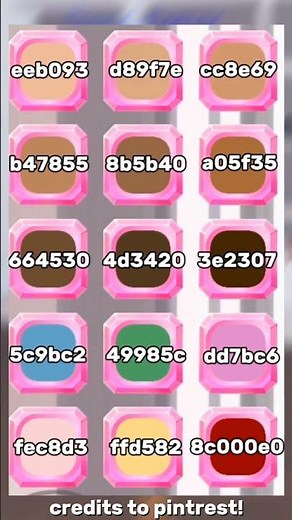 all skin colour hex codes !! || #youtubeshorts #roblox #dti #viral #fyp