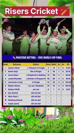 World Cup Final 1992 Score Card | #cricket #mrizwan #pakistanicricketer #imrankhan #waseemakram