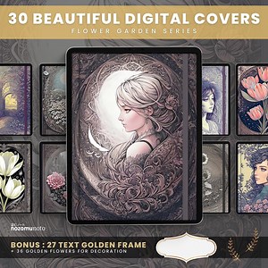 Digital Covers Flower Garden Text Frame Widget Goodnotes Notability Penly Noteshelf Zinnia Journal Planner Notebook Companion - Etsy