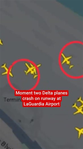 79K views · 209 reactions | Flight tracker footage shows the moment two Delta Air Lines planes collided on the taxiway at LaGuardia Airport in New York. One flight attendant injured her knee in the collision and was later taken to the hospital after being treated by medics at the scene, according to the Port Authority. | Independent US | Facebook