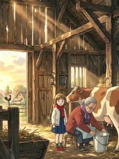 Morning Cow Milking - #ghiblistyle #cozyanime #cozyanimation #fyp #viral