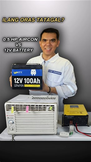 0.5hp AIRCON vs 12V 100AH LiFePO4 WattCycle Battery